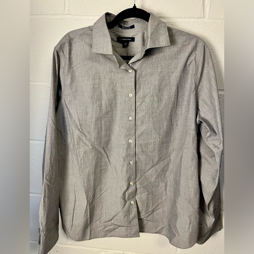 Lands' End Gray Women’s Button Down Shirt Size 18